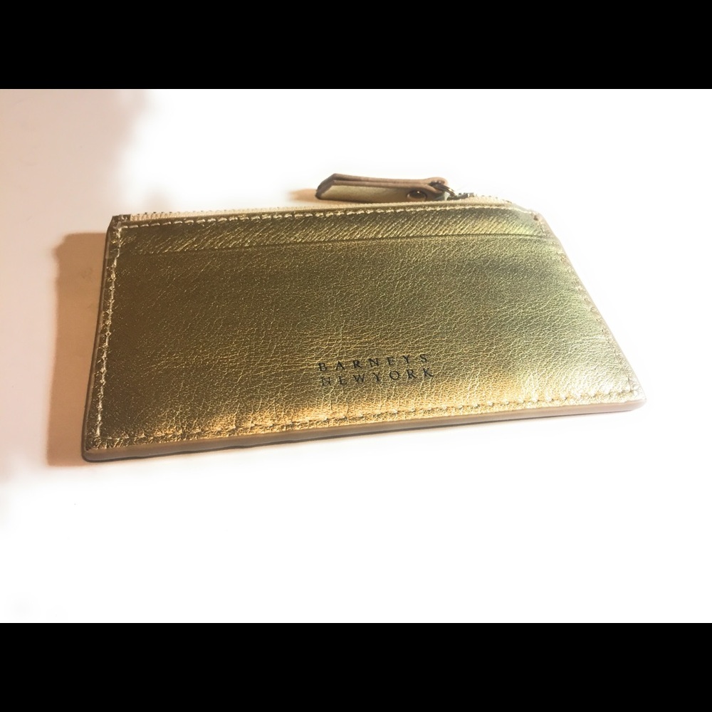 BARNEYS NEW YORK Gold Credit Card Holder Wallet